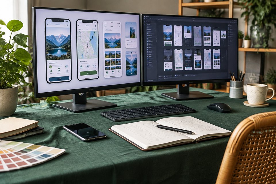 Mobile apps interface prototype for creative teams cover