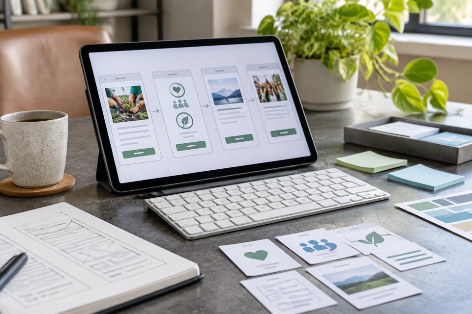Prototypes interactive user flow for nonprofits cover